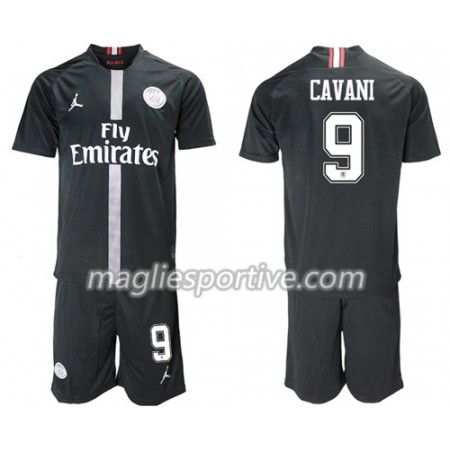 Completo Calcio Paris Saint Germain Cavani 9 Jordan Giallo Bambino Divisa Terza 2018/2019